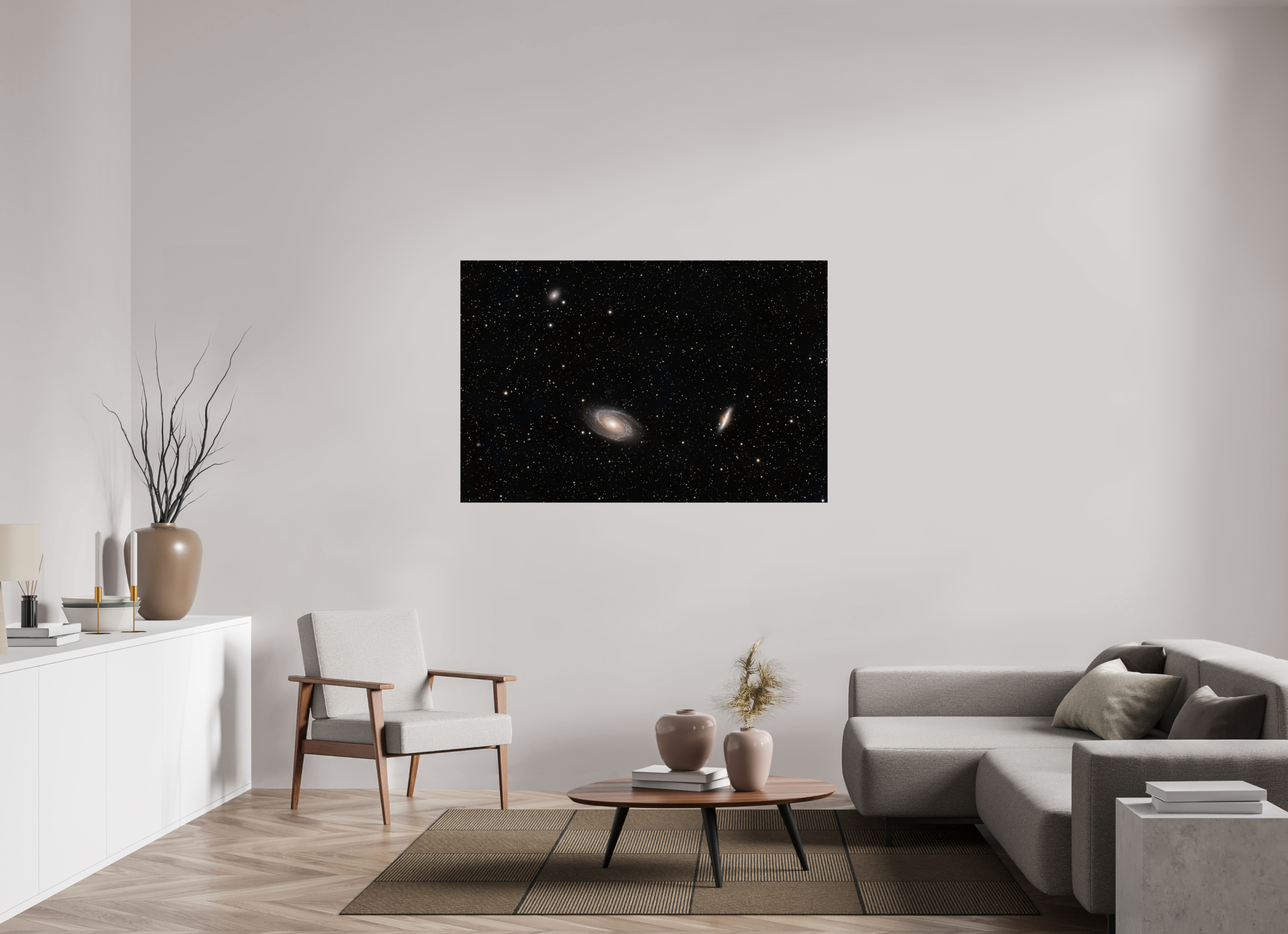 59.1 x 39″, Photo Print On Fuji Crystal DP II M81 (Bode's Galaxy) & M82 (Cigar Galaxy), NGC 3077