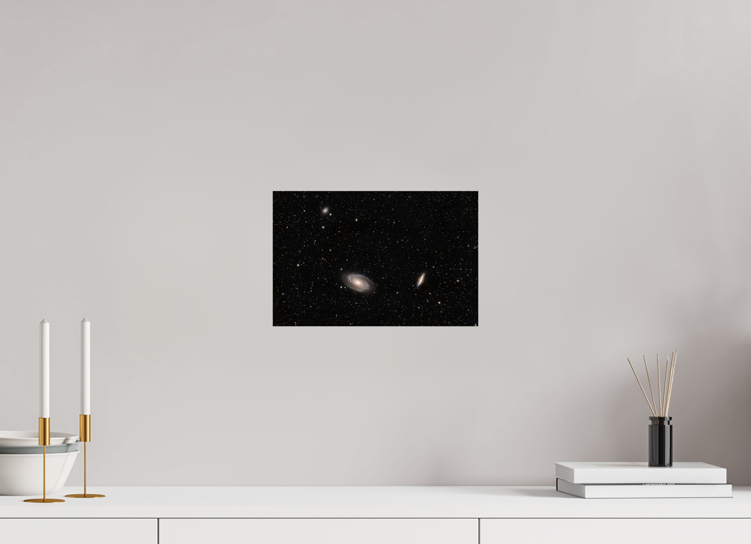 12.1 x 8″, ChromaLuxe HD Metal Print M81 (Bode's Galaxy) & M82 (Cigar Galaxy), NGC 3077
