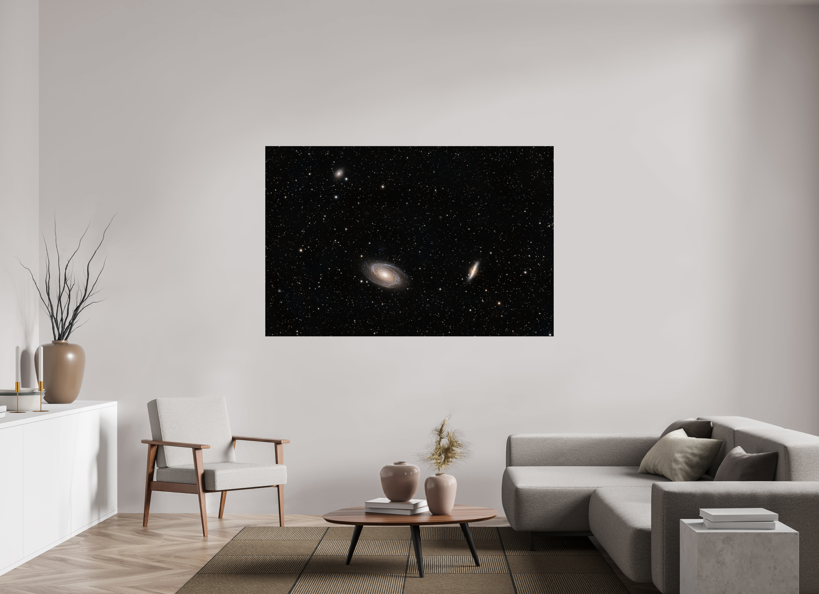 71.3 x 47″, Photo Print On Fuji Crystal DP II M81 (Bode's Galaxy) & M82 (Cigar Galaxy), NGC 3077
