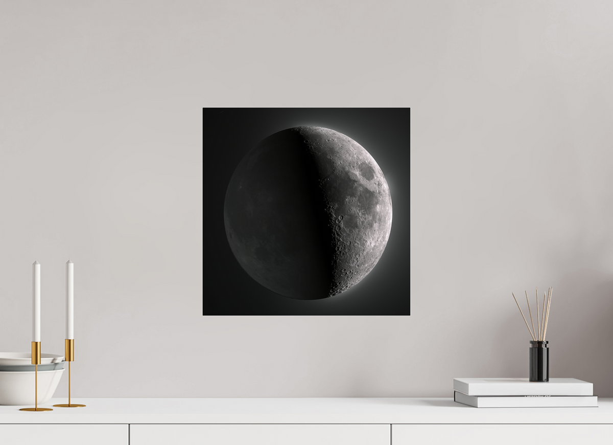 15 x 15″, Photo Print Under Acrylic Glass Earthshine Moon