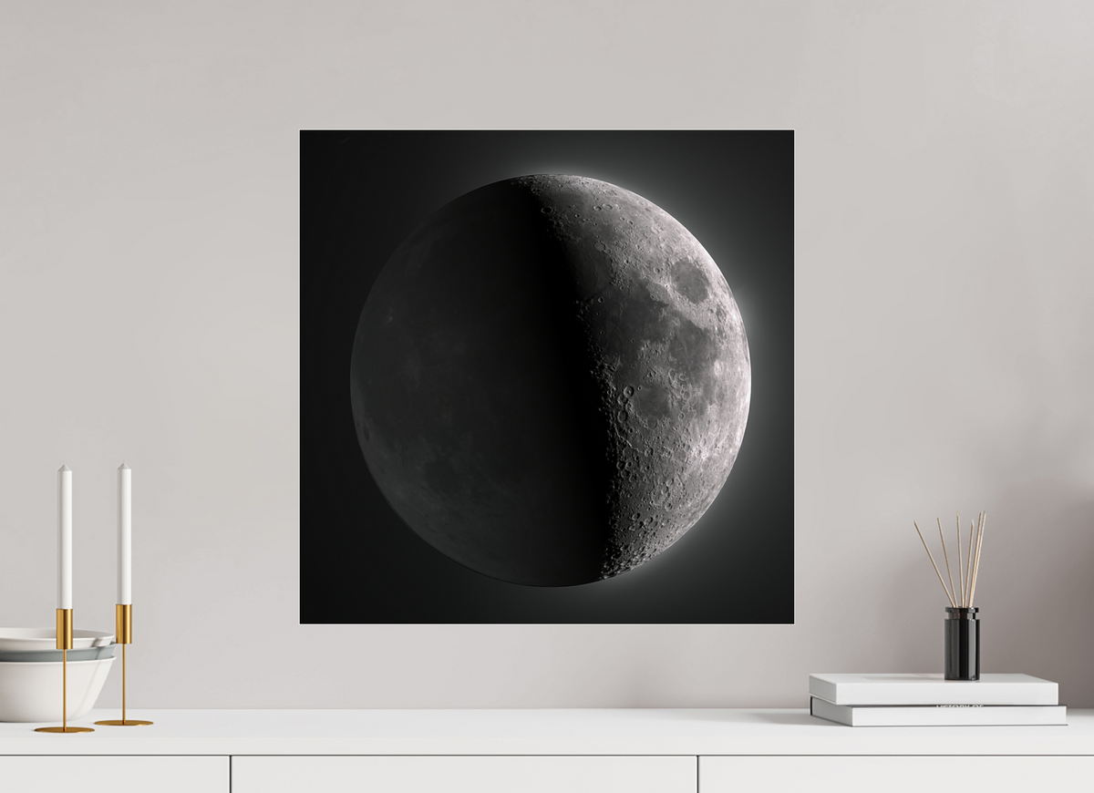20 x 20″, Photo Print Under Acrylic Glass Earthshine Moon